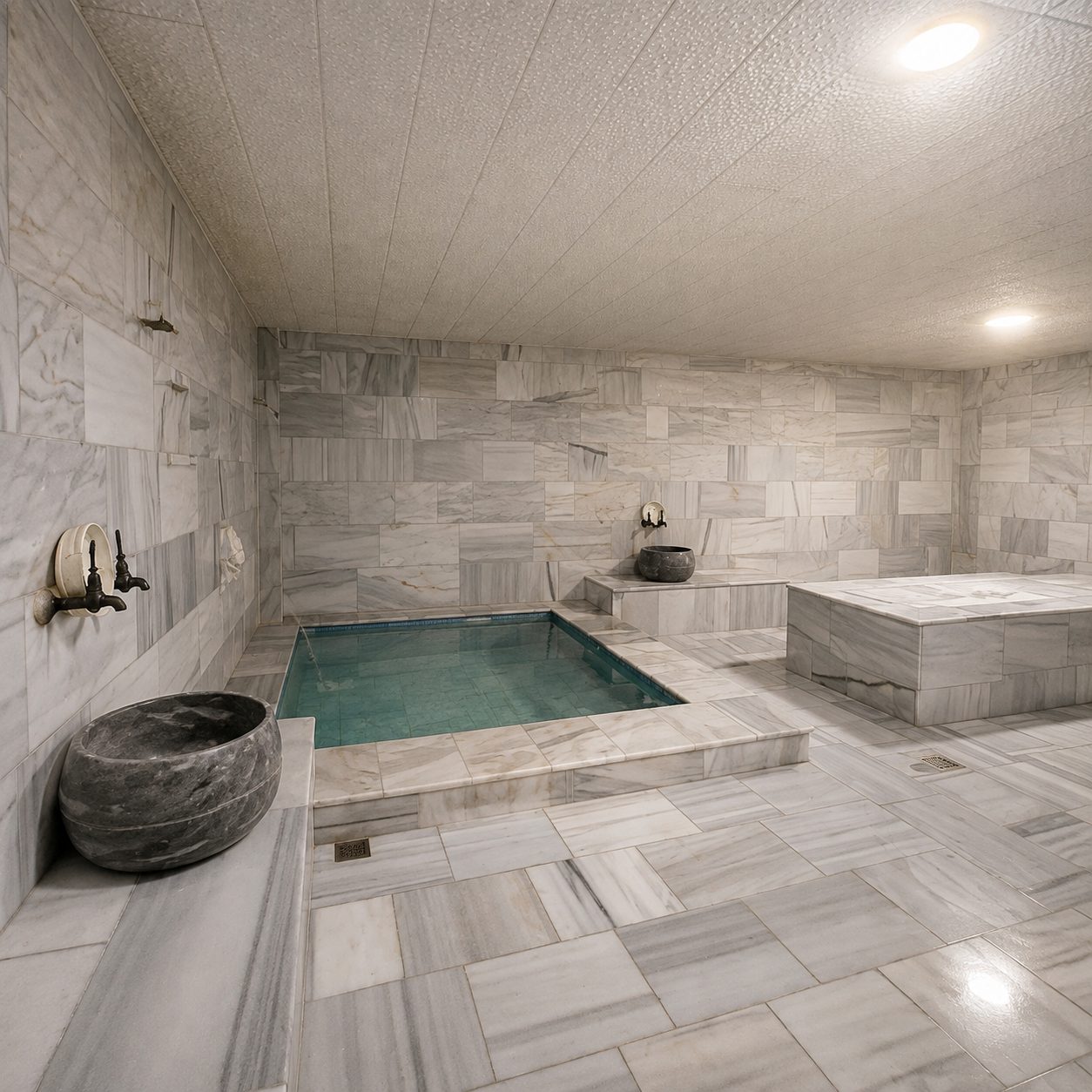 Haymana termal suyu ile beslenen mermer termal banyo